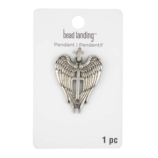12 Pack: Silver Metal Wings & Cross Pendant by Bead Landing™